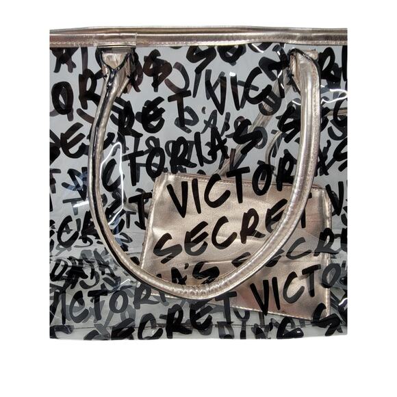 Victoria secret tote bag with clear see through black and rose gold handles NWT - Picture 4 of 9